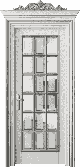 Дверь межкомнатная 6510 БСРСА САТ Ф. Цвет Бук серый серебряный антик. Материал Массив бука эмаль с патиной серебро античное. Коллекция Imperial. Картинка.