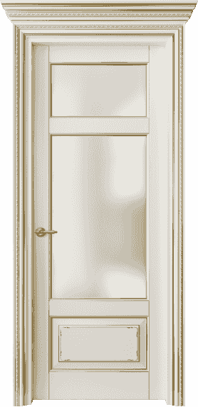 Дверь межкомнатная 6222 БМБЗ САТ. Цвет Бук молочно-белый с золотом. Материал  Массив бука эмаль с патиной. Коллекция Royal. Картинка.