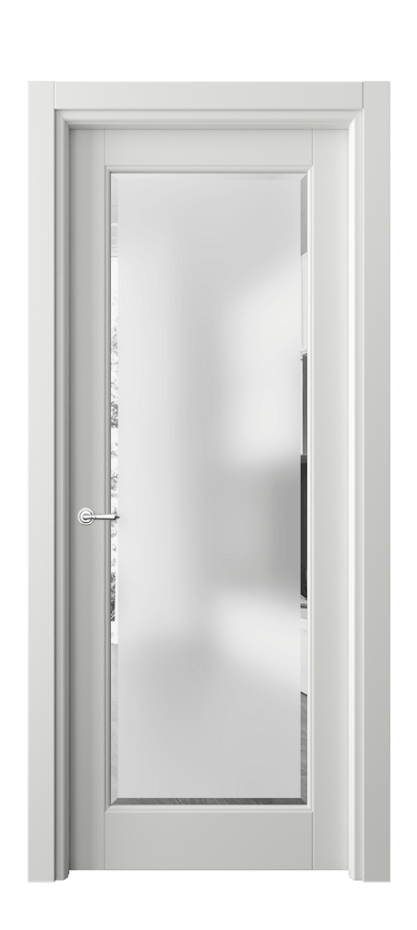 Межкомнатная дверь Тоскана Ромбо 6300 Матовый светло-серый Сатинированное стекло с фацетом Цена 103730 ₽ | Volhovec