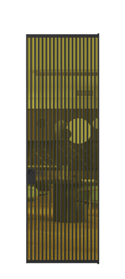 Алюминиевая дверь АЛПЛ040.06 Алюминий Черный Прозрачное жёлтое стекло, триплекс Цена 221770  | Volhovec