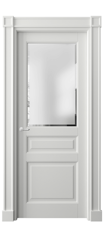 Межкомнатная дверь Тоскана Плано 6304 Матовый светло-серый Сатинированное стекло с фацетом Цена 147220 ₽ | Volhovec