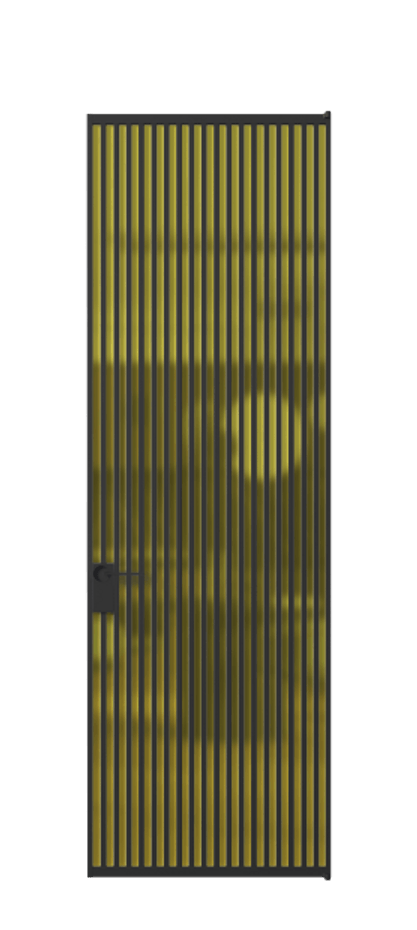 Алюминиевая дверь АЛПЛ040.06 Алюминий Черный Сатинированное жёлтое стекло, триплекс Цена 221770  | Volhovec