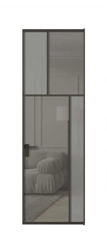 Межкомнатная дверь Mosaic АЛПЛ041.23 Алюминий антрацит Сатинированное серое стекло, триплекс, 6 мм + Прозрачное серое стекло, триплекс Цена 165870 ₽ | Volhovec