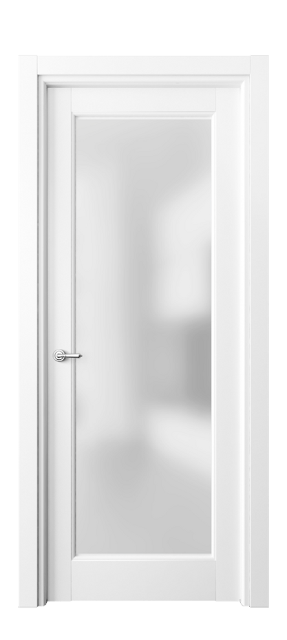 Межкомнатная дверь Тоскана Литера 6300 Матовый белоснежный Сатинированное стекло Цена 101530 ₽ | Volhovec