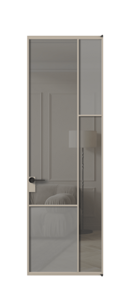 Межкомнатная дверь Mosaic АЛПЛ041.12 Алюминий бисквитный Сатинированное серое стекло, триплекс, 6 мм + Прозрачное серое стекло, триплекс, 6 мм Цена 127772 ₽ | Volhovec