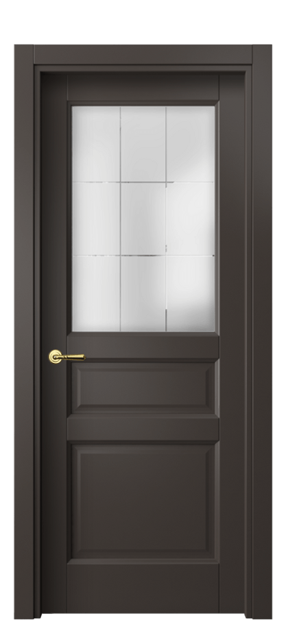 Межкомнатная дверь Galant 1432 Матовый антрацит Сатинированное стекло с гравировкой "Лофт" Цена 53399 ₽ | Volhovec