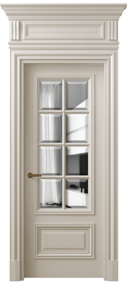 Межкомнатная дверь Антик 7316 Матовый светло-бежевый Двустороннее зеркало с фацетом, триплекс Цена 183709 ₽ | Volhovec