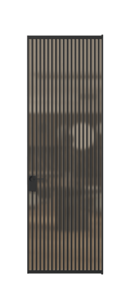 Алюминиевая дверь АЛПЛ040.06 Алюминий Черный Сатинированное оранжевое стекло, триплекс Цена 221770  | Volhovec