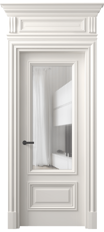 Межкомнатная дверь Антик 7306 Матовый пудровый белый Рифлёное стекло "Мору", триплекс Цена 185140 ₽ | Volhovec
