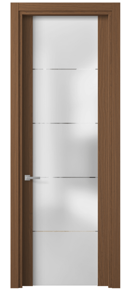 Межкомнатная дверь Planum 4114 Дуб шоколадный Сатинированное стекло с гравировкой «КВАДРО», триплекс Цена 65299 ₽ | Volhovec