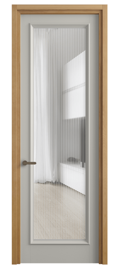 Межкомнатная дверь Шарм 6702 Матовый тёплый серый Рифлёное стекло "Мору", триплекс Цена 108399 ₽ | Volhovec