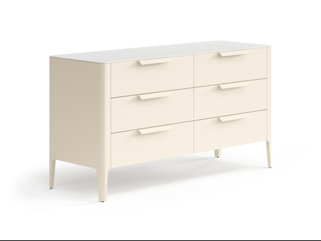 Мебель Комод Piega 6 ящиков. Цвет Матовый светло-бежевый. Материал Гладкая эмаль. Коллекция Комод Piega 6 ящиков. Картинка.