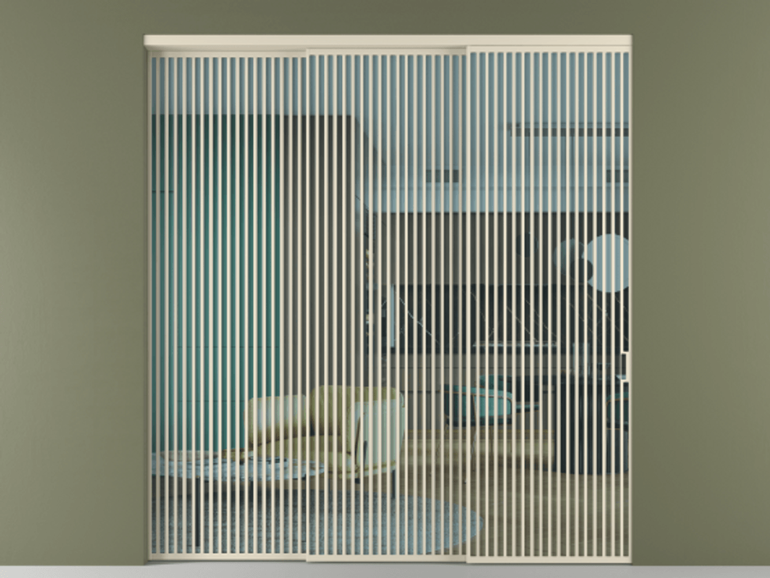 Перегородка Формато внутри проёма 3 створки с синхронным механизмом АЛПР 040.06 Алюминий бежево-серый Прозрачное голубое стекло, триплекс Цена 579740 ₽  | Volhovec