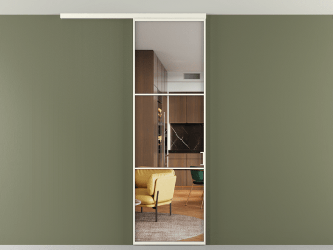 Перегородка Formato вдоль стены на потолок одностворчатая #VENDORCODE# #FURNISH# #GLASS# Цена #PRICE# #CURRENCY# | Volhovec