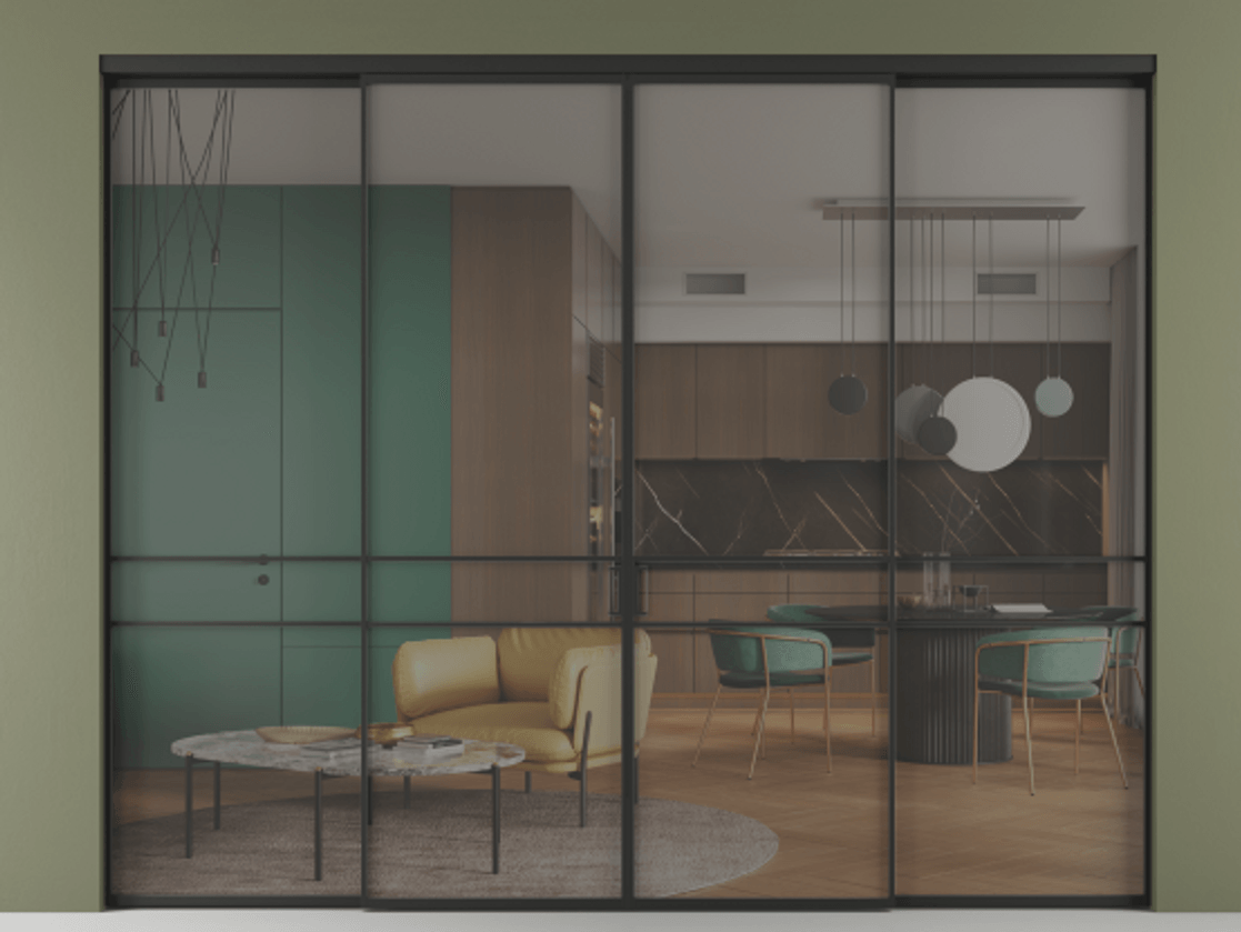 Перегородка Формато внутри проёма 4 створки АЛПР 040.02 Алюминий Черный Прозрачное серое стекло, триплекс. Скрытый короб ЧЕР Цена 381200 ₽ 1. Полотно 4 шт. (800/2100 мм)
2. Комплект установки раздвижной системы
3. Базовый комплект фурнитуры
4.Ручка Рондо. Фабрика дверей Волховец 8 (800) 551 43 19 Перегородка Формато внутри проёма 4 створки АЛПР 040.02 Алюминий Черный Прозрачное серое стекло, триплекс Цена 381200 ₽ | Volhovec