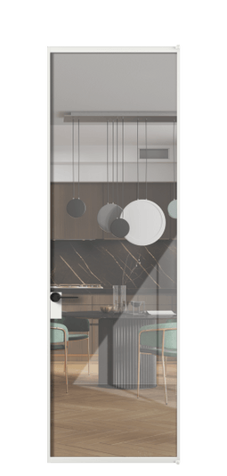 Дверь межкомнатная АЛПЛ040.01 АБЛ Алюминий белоснежный Stopsol Clear прозрачное. Цвет Алюминий белоснежный. Материал Алюминий в эмали. Коллекция Формато. Картинка.