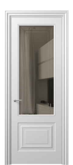 Дверь межкомнатная 8452 МБЛ Бронза с гравировкой. Цвет Матовый белоснежный. Материал Гладкая эмаль. Коллекция Mascot. Картинка.