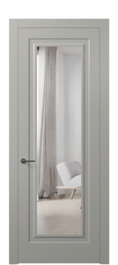 Дверь межкомнатная АКП 8403 МНСР Матовый нейтральный серый Зеркало. Цвет Матовый нейтральный серый. Материал Гладкая эмаль. Коллекция Mascot. Картинка.