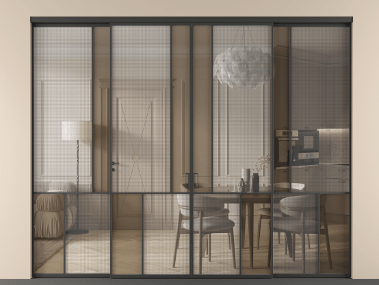 Алюминевая перегородка vnt4_1 ЧЕР. Цвет Алюминий Черный. Материал Алюминий. Коллекция Перегородка Mosaic внутри проёма 4 створки. Фото. Алюминевая перегородка vnt4_1 ЧЕР. Цвет Алюминий Черный. Материал Алюминий. Коллекция Перегородка Mosaic внутри проёма 4 створки. Картинка.