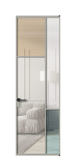 Межкомнатная дверь АЛПЛ041.10 АНСР 4 стекла. Цвет Алюминий нейтральный серый. Материал Алюминий в эмали. Коллекция Mosaic. Фото. Дверь межкомнатная АЛПЛ041.10 АНСР 4 стекла. Цвет Алюминий нейтральный серый. Материал Алюминий в эмали. Коллекция Mosaic. Картинка.