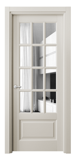 Дверь межкомнатная 6313 БОС Зеркало. Цвет Бук облачный серый. Материал Массив бука эмаль. Коллекция Toscana Grigliato. Картинка.