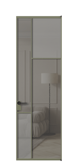 Межкомнатная дверь АЛПЛ041.11 АОТ Серый сатин матовое + Серый прозрачное. Цвет Алюминий оливковый тёмный. Материал Алюминий в эмали. Коллекция Mosaic. Фото. Дверь межкомнатная АЛПЛ041.11 АОТ Серый сатин матовое + Серый прозрачное. Цвет Алюминий оливковый тёмный. Материал Алюминий в эмали. Коллекция Mosaic. Картинка.