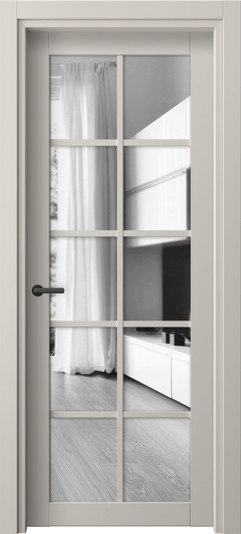 Дверь межкомнатная 2106 ПЭСС Двустороннее зеркало. Цвет ПЭТ светло-серый. Материал ПЭТ. Коллекция Neo. Картинка.