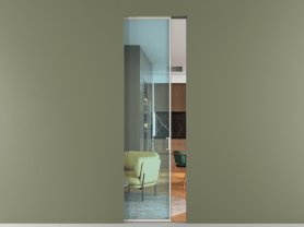 Алюминевая перегородка АЛПР 040.05 МОС ПРОЗ ГОЛ. Цвет Алюминий облачно-серый. Материал Алюминий в эмали. Коллекция Перегородка Formato скрытый пенал 1 створка. Картинка.