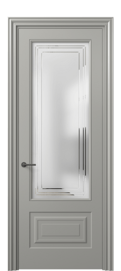 Дверь межкомнатная 8442 МНСР Сатин с гравировкой Mascot. Цвет Матовый нейтральный серый. Материал Гладкая эмаль. Коллекция Mascot. Картинка.