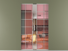 Алюминевая перегородка АЛПР 040.05 МСР ПРОЗ РОЗ. Цвет Алюминий серый. Материал Алюминий в эмали. Коллекция Перегородка Formato скрытый пенал 2 створки. Картинка.