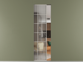 Алюминевая перегородка АЛПР 040.05 МОС MS. Цвет Алюминий облачно-серый. Материал Алюминий в эмали. Коллекция Перегородка Formato скрытый пенал 1 створка. Картинка.