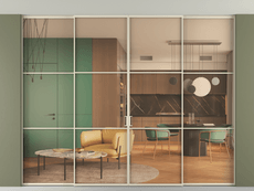 Перегородка Formato внутри проёма скрытое крепление в потолок 4 створки