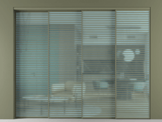 Перегородка Formato внутри проёма 4 створки с синхронным механизмом