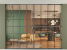 Перегородка Formato внутри проёма скрытое крепление в потолок 4 створки